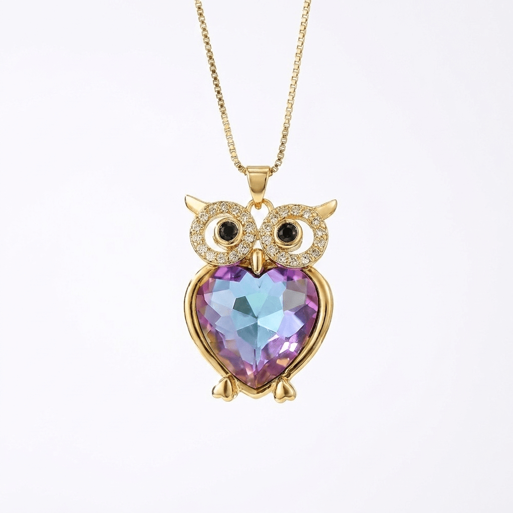 Generated Image 11-8d31a8c0-fae6-4722-a6a0-2a22ef4750cc Cute Owl Heart Pendant Necklace for Women – Trendy, Chic, and Unique Clavicle Chain - Image 1