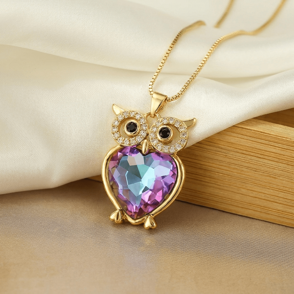 Generated Image 9-2f49938e-9fa0-4c82-8bd7-77ee42bfe035 Cute Owl Heart Pendant Necklace for Women – Trendy, Chic, and Unique Clavicle Chain - Image 2