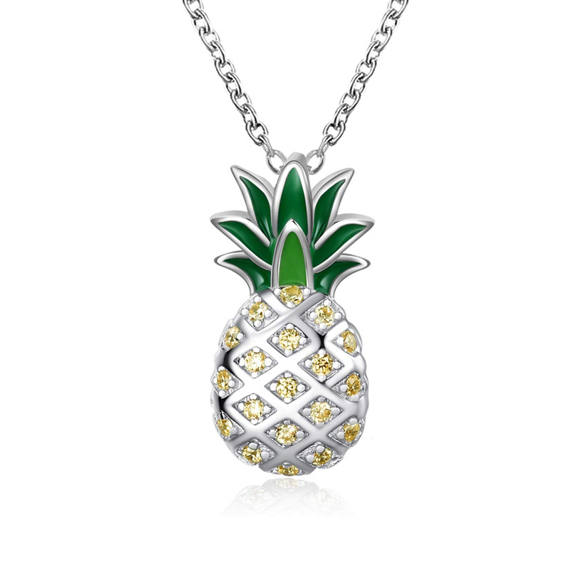 O1CN015btgnd1U98c1YhRMc_!!2211166642474-0-cib Pineapple CZ Pendant Necklace – Cute & Chic for Women - Image 1