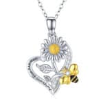 Sunflower Heart Pendant Necklace – Charming Floral Jewelry