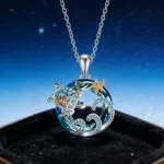 Necklacex Blue Crystal Sea Turtle Pendant Necklace with Starfish - Image 4
