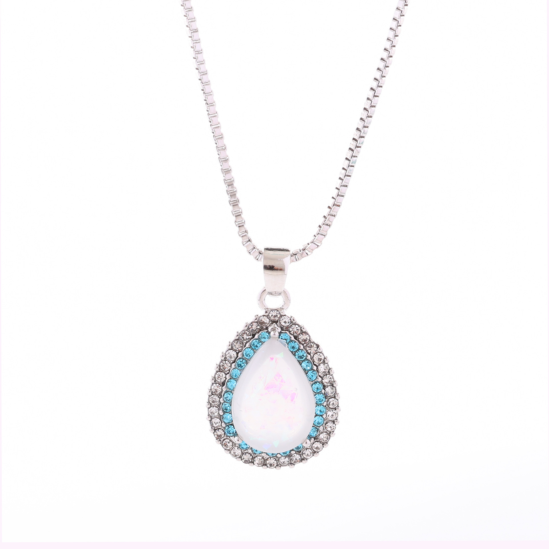 O1CN01YmFP1c1b9mp1M4Z3Z_!!2206266993423-0-cib Opal Teardrop Pendant Necklace – Silver Tone, Crystal Accent - Image 1