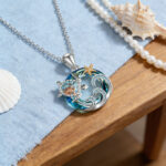 Necklacex Blue Crystal Sea Turtle Pendant Necklace with Starfish - Image 3