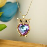 Cute Owl Heart Pendant Necklace for Women – Trendy, Chic, and Unique Clavicle Chain - Image 3