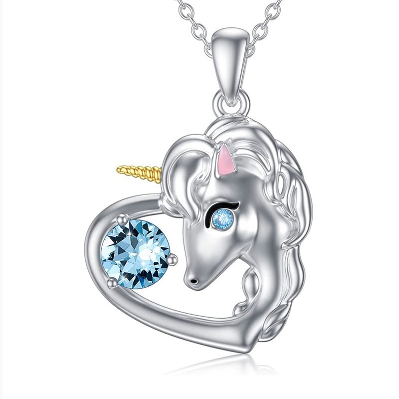 O1CN01xeUSve1U98y07XXLZ_!!2211166642474-0-cib Heart-Shaped Blue Crystal Unicorn Pendant Necklace – Cute & Magical - Image 1